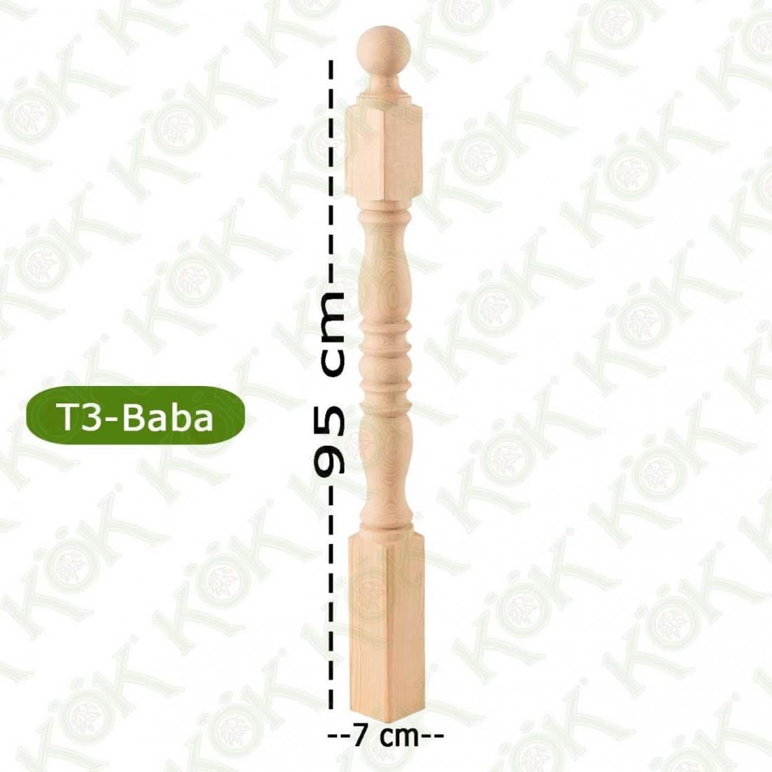 T3 Merdiven Babası Trabzan Modeli 7*7*95 Cm KAYIN