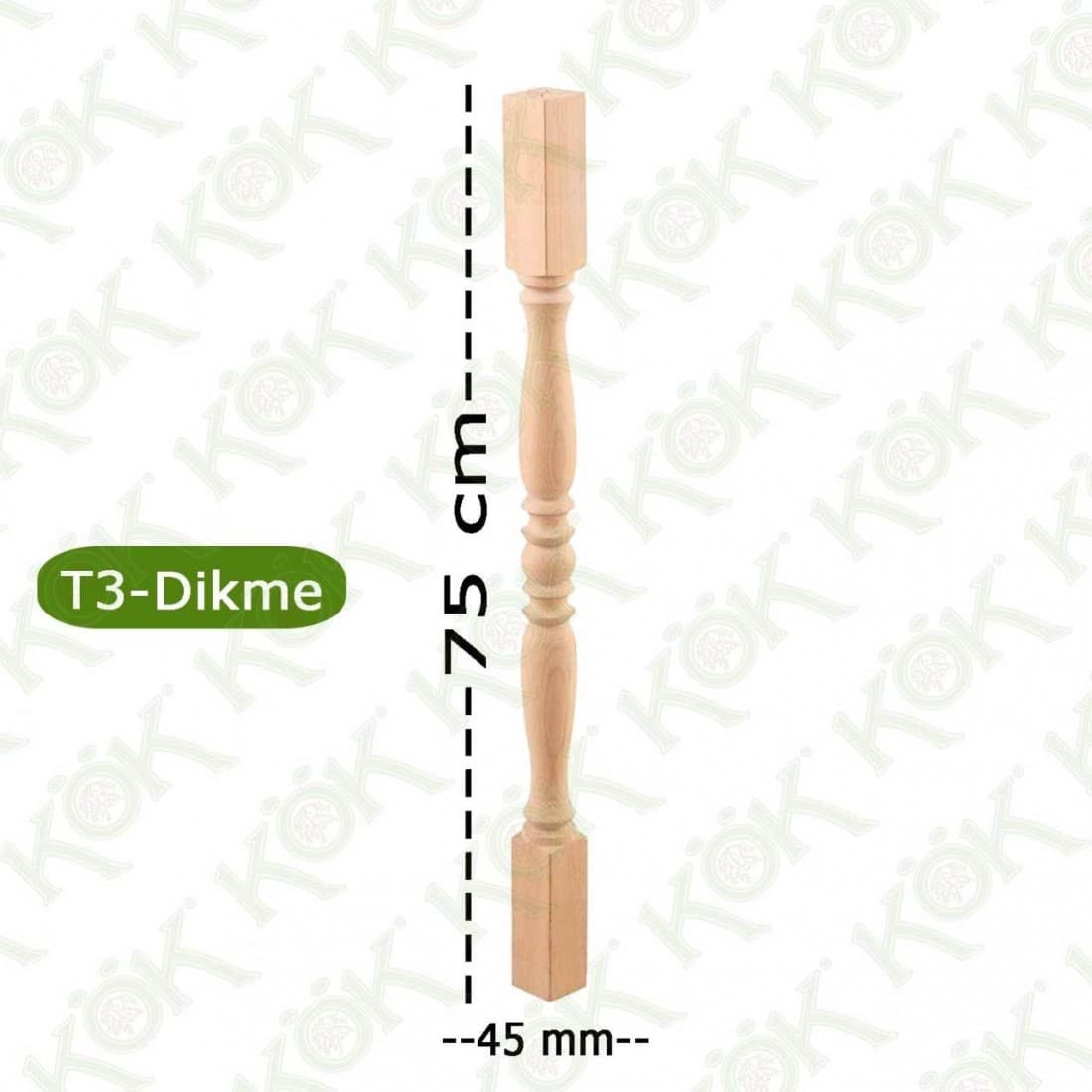 T3 Merdiven Dikmesi Trabzan Modeli 4.5*4.5*75 Cm Kayın