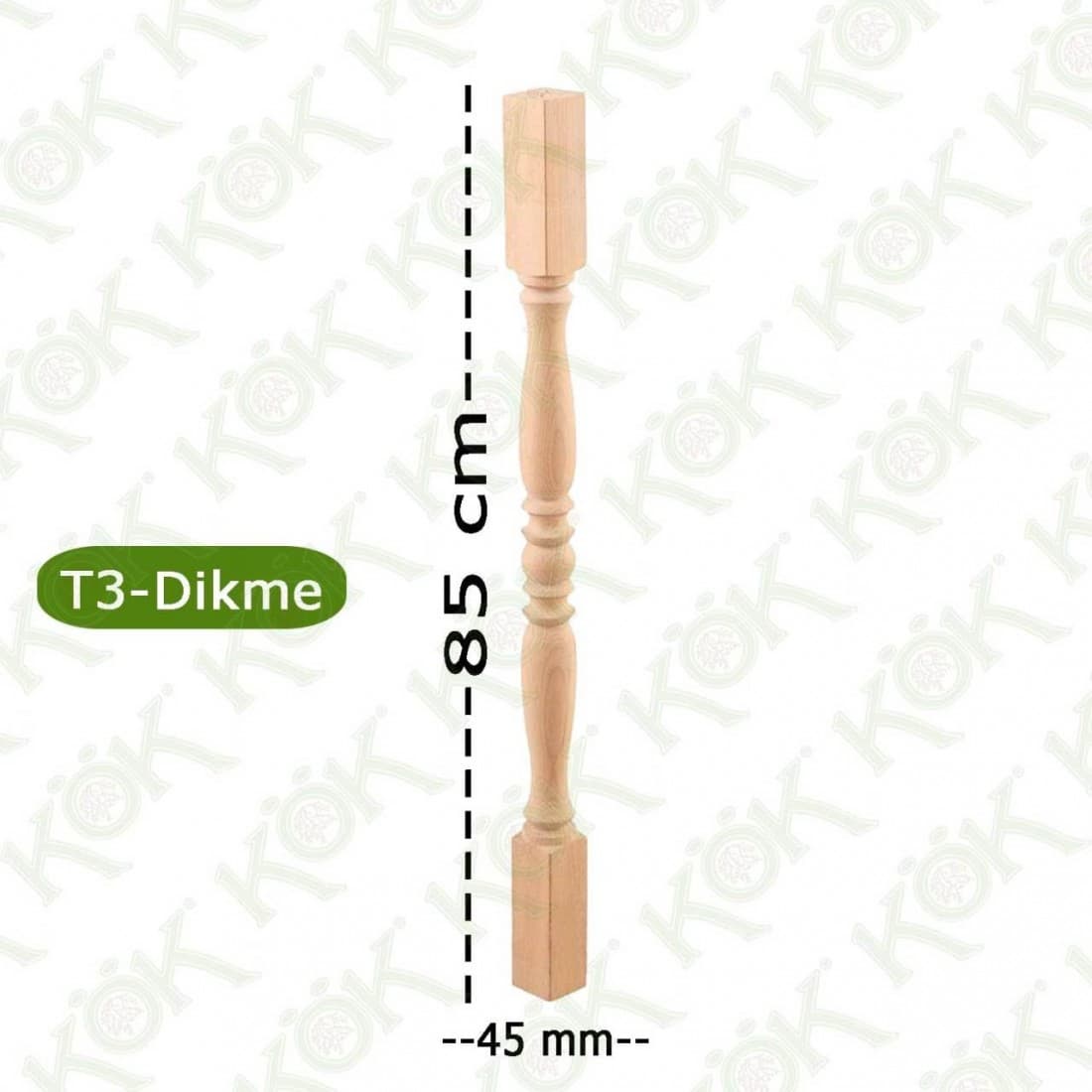 T3 Merdiven Dikmesi Trabzan Modeli 4.5*4.5*85 Cm Kayın