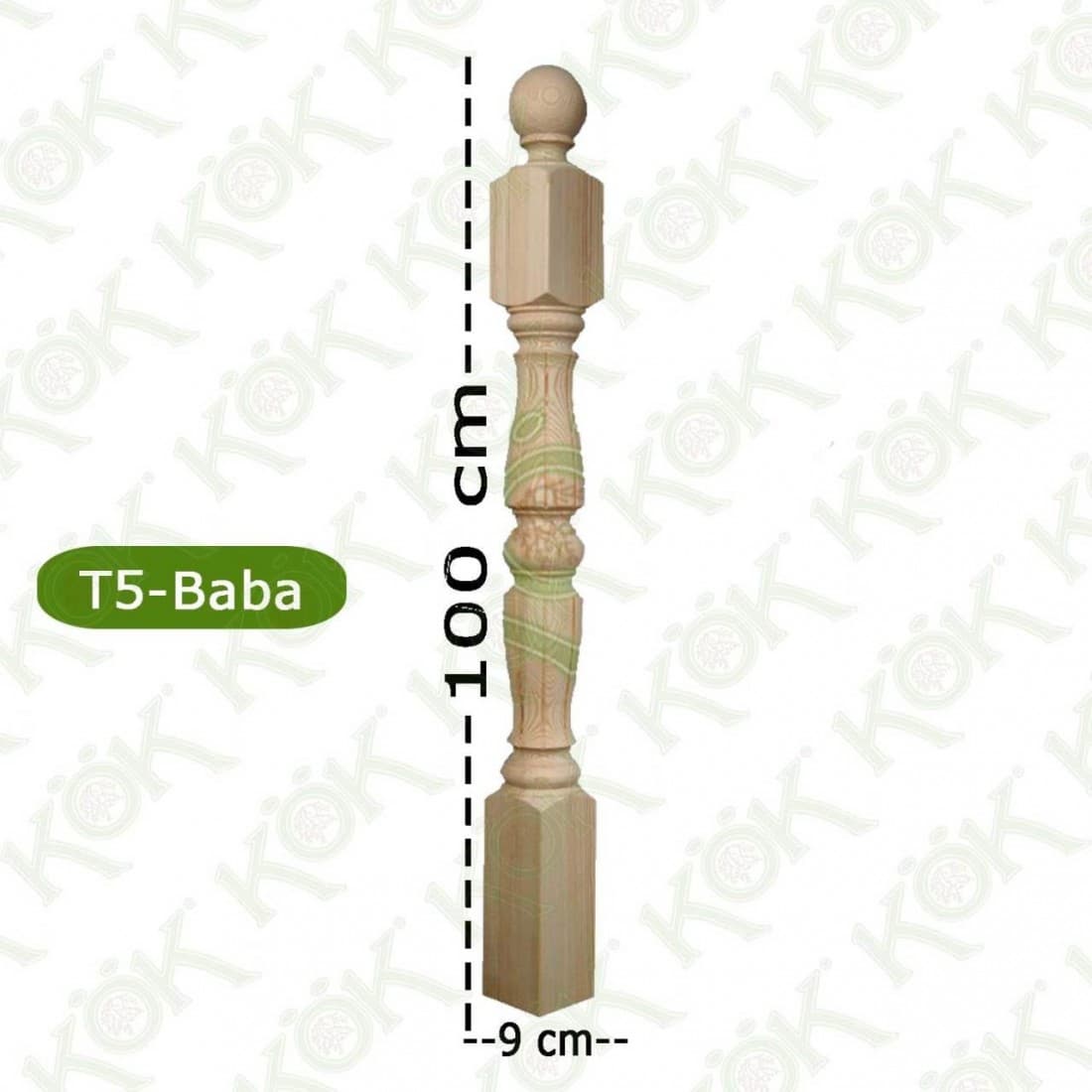 T5 Merdiven Babası Klasik Model Fitilli 9*9*100 Cm Kayın