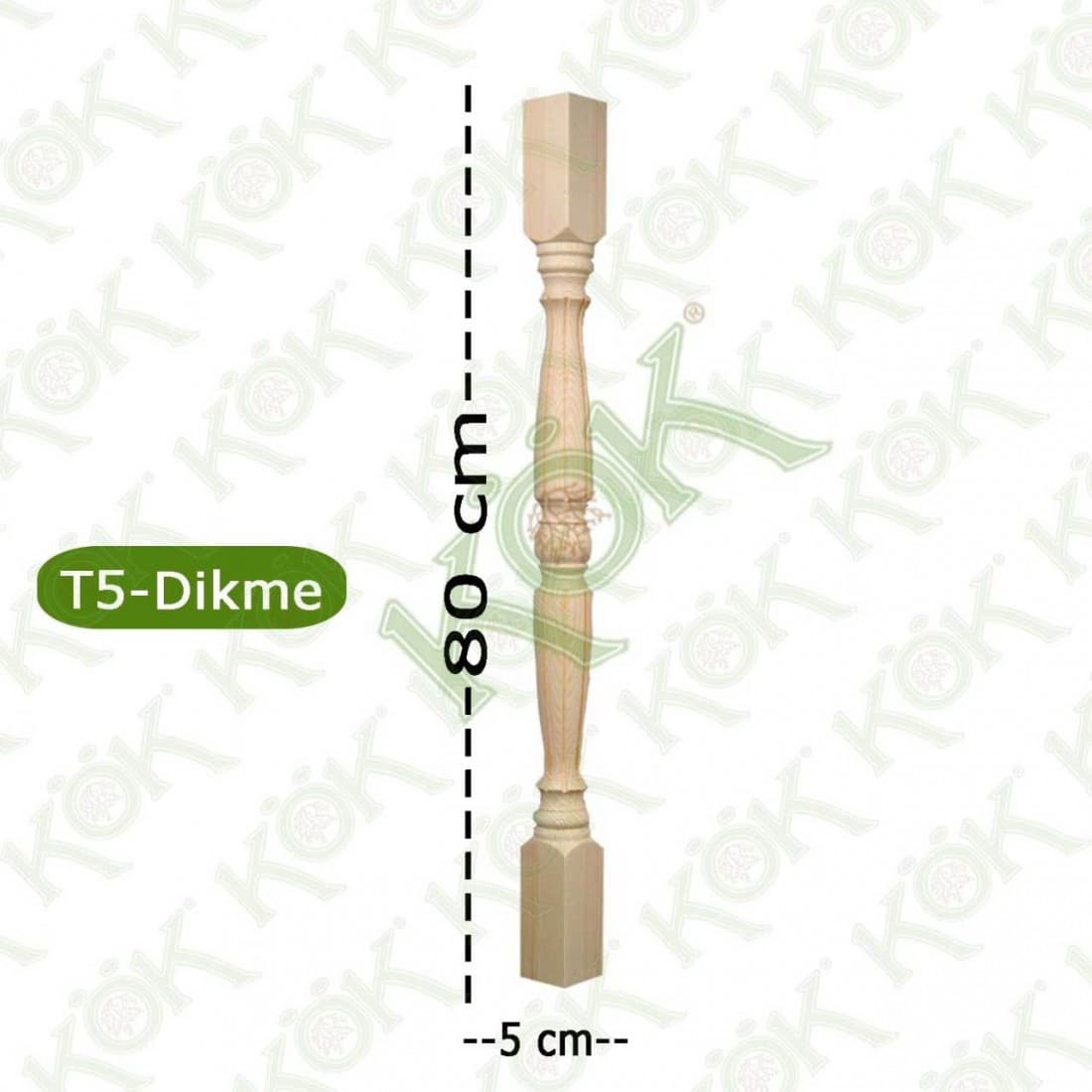 T5 Merdiven Dikmesi Klasik Model Fitilli 5*5*80 Cm Kayın