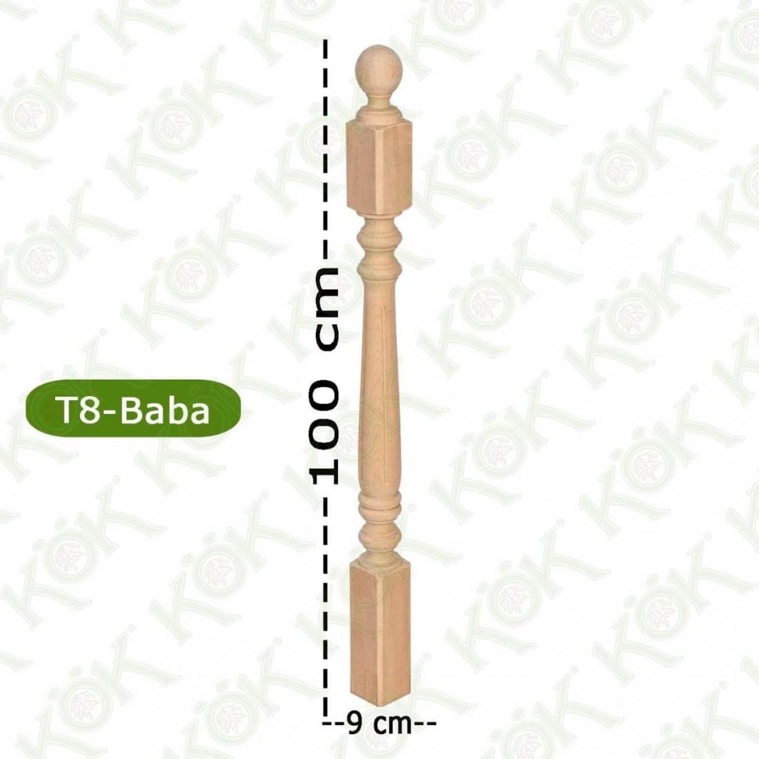 T8 Merdiven Babası Klasik Model Fitilli 9*9*100 Cm Kayın