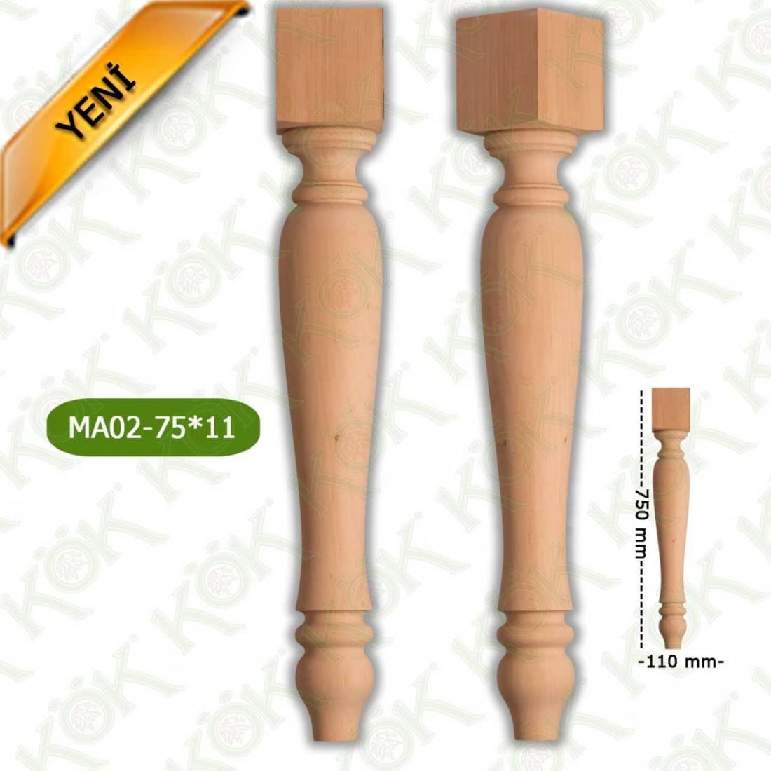MA02-75-11 Wooden Torna Table Leg
