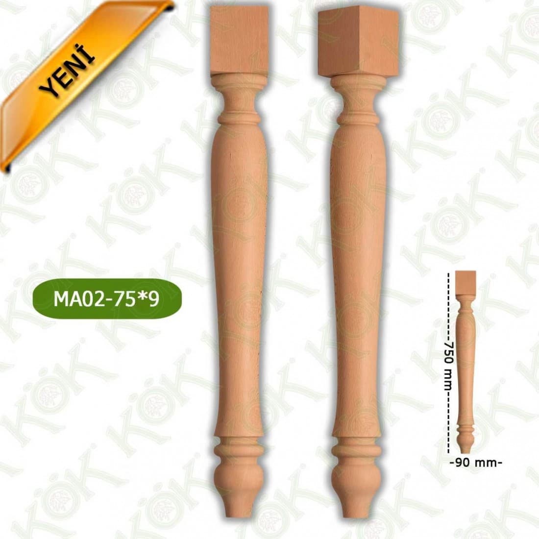 MA02-75-9 Wooden Torna Table Leg