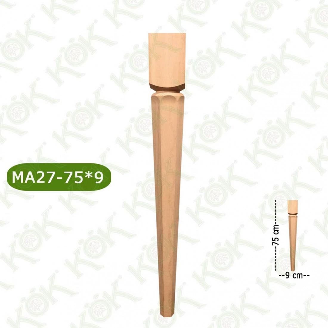 MA27-75-9 Wooden Torna Table Leg